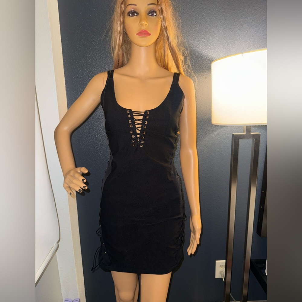 NWT Dolls Kill Poster Grl Stallion Sass Lace Up Mini Dress Size XL